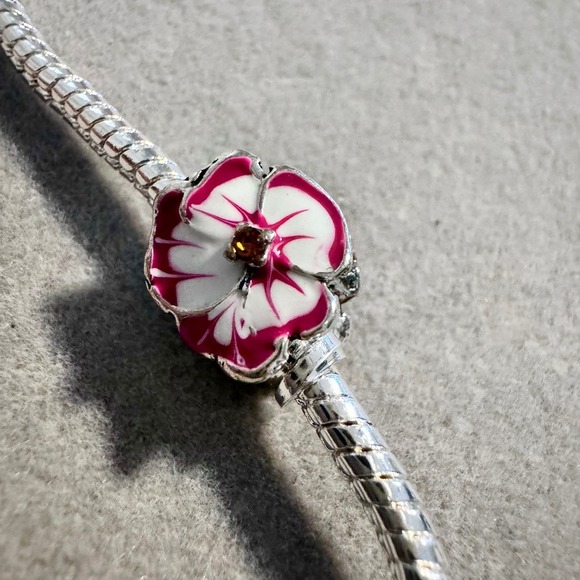 Pink Flower Bead Charm fits Pandora Bracelet - Picture 2 of 13